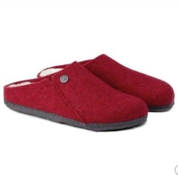 Birkenstock Zermatt Red Wool Shearling Slippers Size 36 Narrow - Picture 3 of 4
